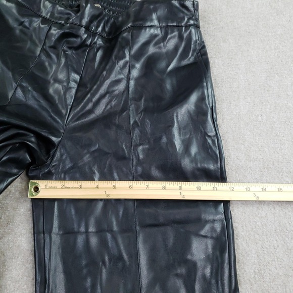 Soft Surroundings Pants Womens PM Black Faux Leather Cropped Wide Leg Pull On - Picture 5 of 15